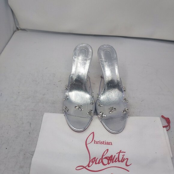 Christian Louboutin Degraqueen PVC Silver Jewel Heel Sandal - Picture 8 of 14